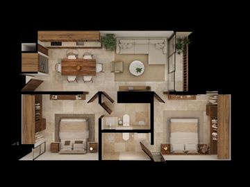 Departamento de 2 recámaras con amenidades en Conkal, Mérida