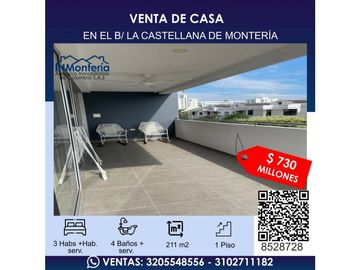 VENTA  DE CASA EN EL B/ LA CASTELLANA DE MONTERIA