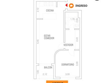 Departamento un dormitorio con balcón- Centro