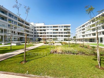 Espectacular departamento con jardín en exclusivo condominio en El Sauce Huechuraba
