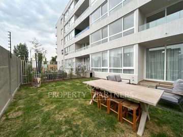 Espectacular departamento con jardín en exclusivo condominio en El Sauce Huechuraba