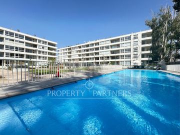 Espectacular departamento con jardín en exclusivo condominio en El Sauce Huechuraba