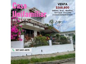 Venta de Casa Unifamiliar dos niveles en Betania.Cod-J257