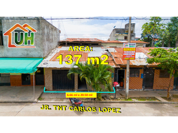 00643-VENDO VIVIENDA PUCALLPA - FRENTE A PLAZA PEDRO PORTILLO
