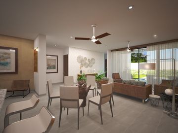Casa de 1 planta en privada residencial en Conkal, norte de Mérida.