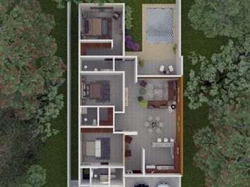Casa de 1 planta en privada residencial en Conkal, norte de Mérida.