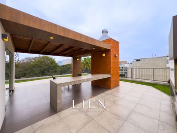Flat de 101.94m² – Terraza interna – Frente a parque – Áreas comunes