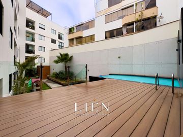 Flat de 101.94m² – Terraza interna – Frente a parque – Áreas comunes