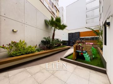 Flat de 101.94m² – Terraza interna – Frente a parque – Áreas comunes