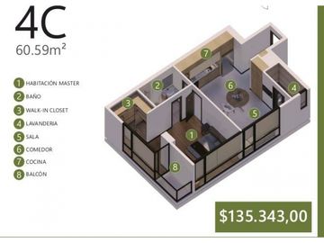 Bellavista, Suite en Venta, 57m2, 1 Habitación