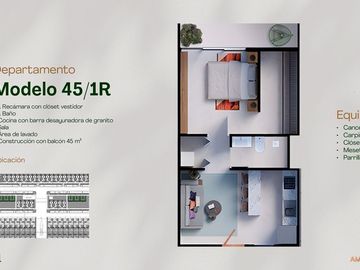 Preventa Departamento en Mérida de 1 habitación, en Av. Correa Racho _ Inicial