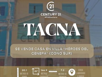 VENTA DE CASA DE 3 PISOS EN VILLA HEROES DEL CENEPA - CONO SUR TACNA.