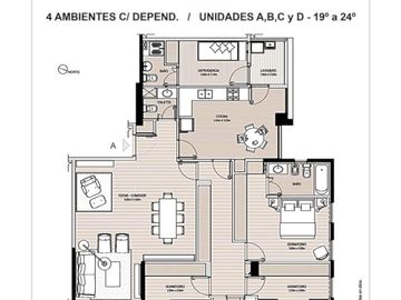 4 AMBIENTES C/DEP 137M2 PISO 20 IMPECABLE TODO LUZ