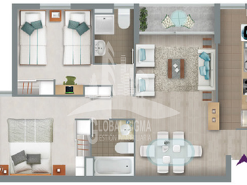 Departamento con patio privado. La Concepción. Villa Alemana