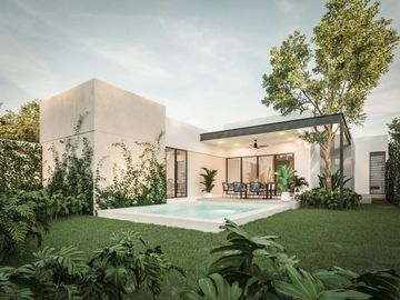 CASA EN VENTA DE UNA PLANTA EN PRIVADA CON AMENIDADES  CONKAL, MÉRIDA