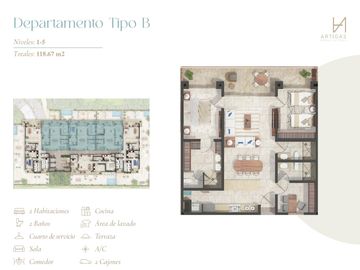 DEPARTAMENTO 2 RECÁMARAS CON TERRAZA EN ZONA SUR DE CANCÚN. PREVENTA.