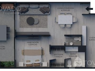 EN CONSTRUCCION! 2 Ambientes con Balcón Aterrazado con Parrilla Propia!