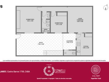 Venta departamento tipo PH 3 ambientes con dependencia como dormitorio 117M² en Boedo sin expensas