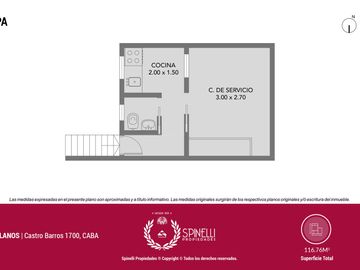 Venta departamento tipo PH 3 ambientes con dependencia como dormitorio 117M² en Boedo sin expensas
