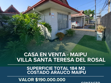 VENTA HERMOSA CASA EN MAIPU COSTADO PARQUE ARAUCO