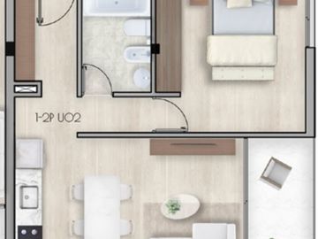 AMPLIO DPTO EN VENTA- 1 DORM / BARRIO MA. SELVA