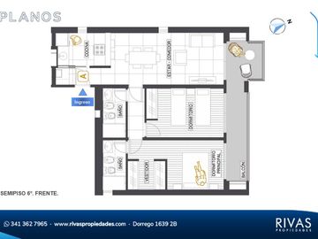 VENTA departamento de dos dormitorios y dos baños, con terraza exclusiva. Abasto, Rosario