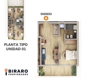 Departamento un dormitorio frente en venta Centro Rosario