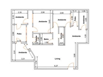 Venta Departamento 6 Ambientes de Espacio Abierto con Patio  en Microcentro - No Apto Crédito