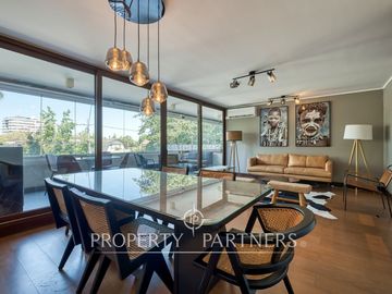 Moderno, 3D/3B, amplia terraza y logia independiente en barrio Pío XI, Vitacura