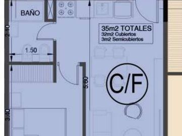 Departamento de dos ambientes en Pozo a la venta en Wilde