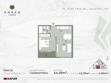 Dpto 1 dorm en venta Green Tower - Centro Neuquén