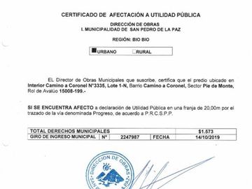 Industrial en Venta en camino a Coronel