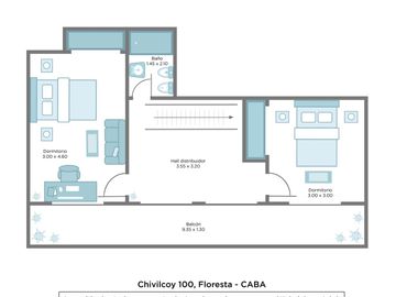 Dpto. 4 amb. en duplex con 2 balcones y cochera