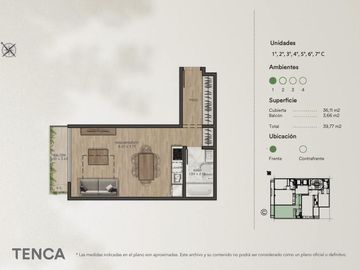 Monoambiente en Construcción en Palermo Hollywood - Tenca