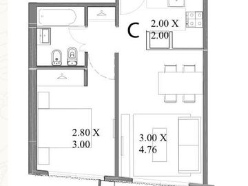 Hermoso departamento de 2 ambientes a estrenar.