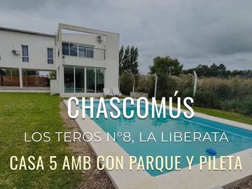VENTA CASA QUINTA CHASCOMUS CON CABAÑAS Y PISCINA