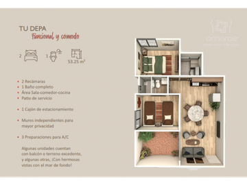 Departamento en venta en Los Cabos de 2 recamaras y amenidades en mesa colorada Cabo San Lucas