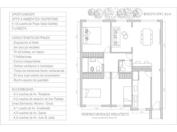 Dpto 4 amb + Escritorio. Al frente