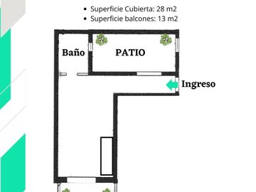Monoambiente en venta con patio y balcón - Echesortu