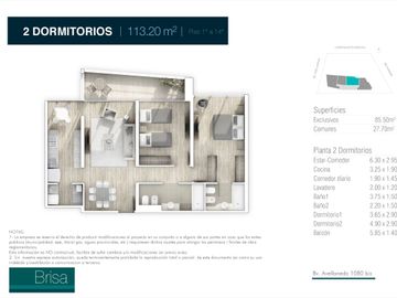 EN VENTA Depto 2 dormitorios vista al río c/ balcón -  barrio Arroyito, Rosario
