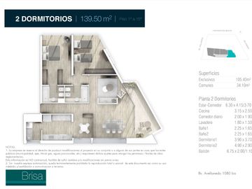 EN VENTA Depto 2 dormitorios vista al río c/ balcón - en barrio Arroyito-Rosario