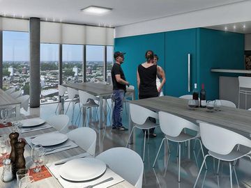 EN VENTA Depto 1 dorm vista al río y balcón- en barrio  Arroyito-Rosario
