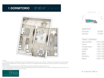 EN VENTA Depto 1 dorm vista al río y balcón- en barrio  Arroyito-Rosario