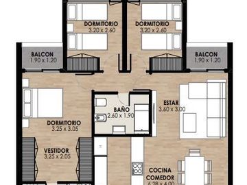 Departamento en venta de 3 dormitorios coch/opcional
