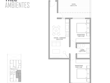 Departamento en venta de 3 ambientes  en Merlo