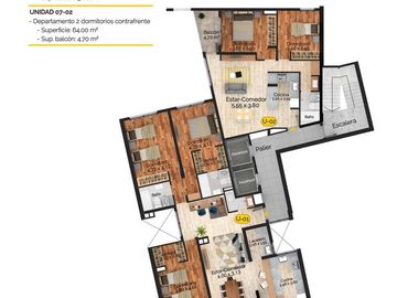 Rodríguez 1381 (07-01)-Departamento 3 dormitorios TERRAZA Barrio Lourdes Macrocentro Rosario