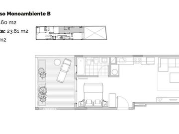 Venta departamento Monoambiente Divisible- Patio