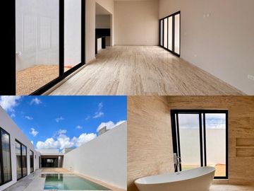 CASA EN VENTA UNA PLANTA, SERENITY CON 4 RECÁMARAS Y ALBERCA, MÉRIDA, DZITYÁ