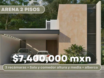 CASA VENTA MÉRIDA, 3 HABITACIONES, MODELO ARENA PRIVADA ADANA, XCANATÚN.