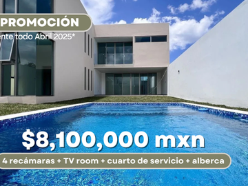 CASA EN VENTA MÉRIDA, CASA MINÚ, 611M2, 4 HABITS, DZITYÁ, ENTREGA INMEDIATA